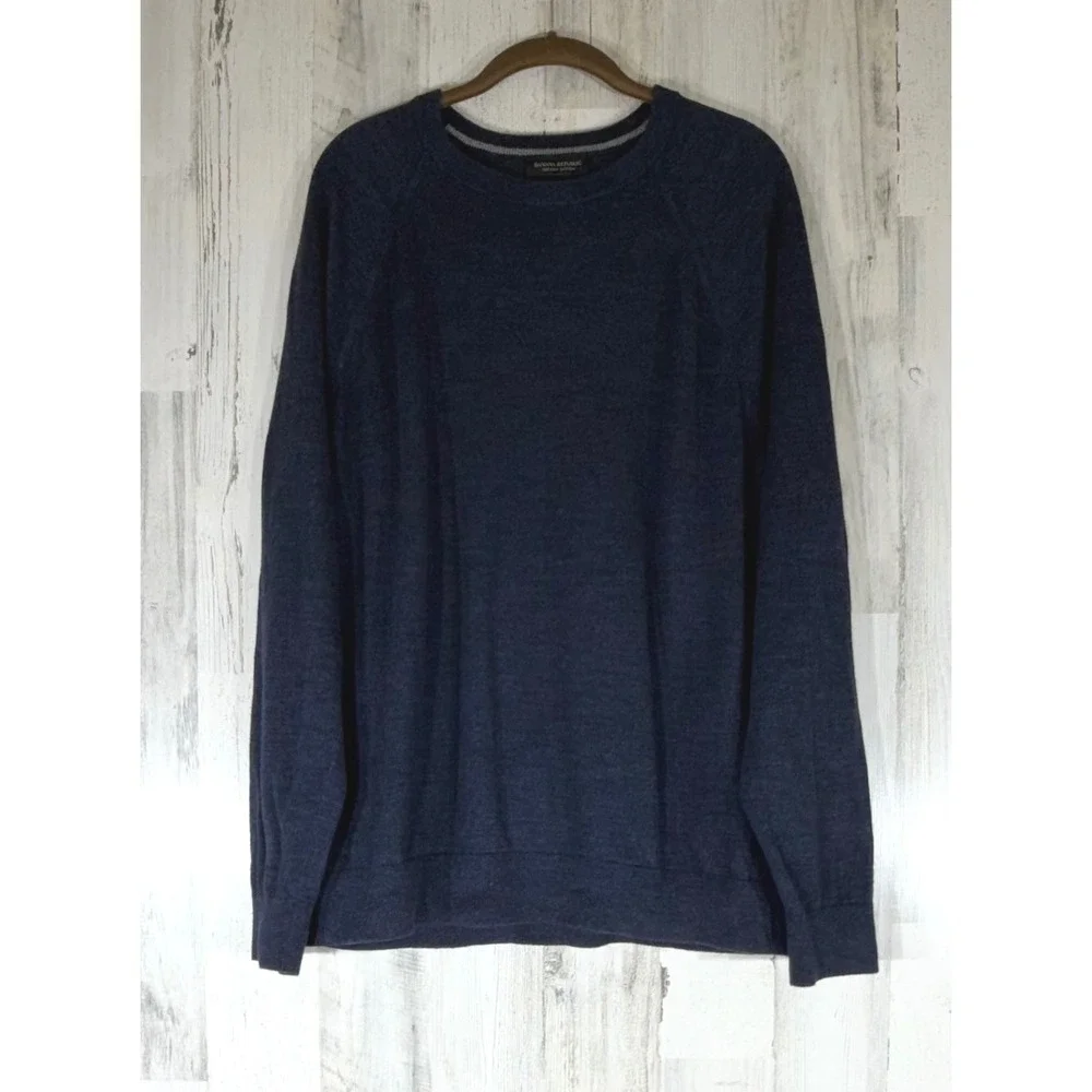 Banana Republic Sweater XL Navy Blue Organic Cotton Raglan Crew Neck Casual